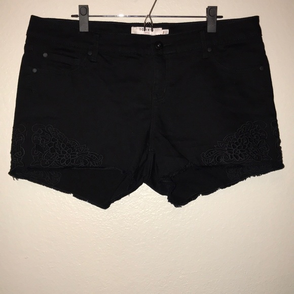 torrid Pants - Torrid Black Cut Off Embroidered Shorts Women’s 14